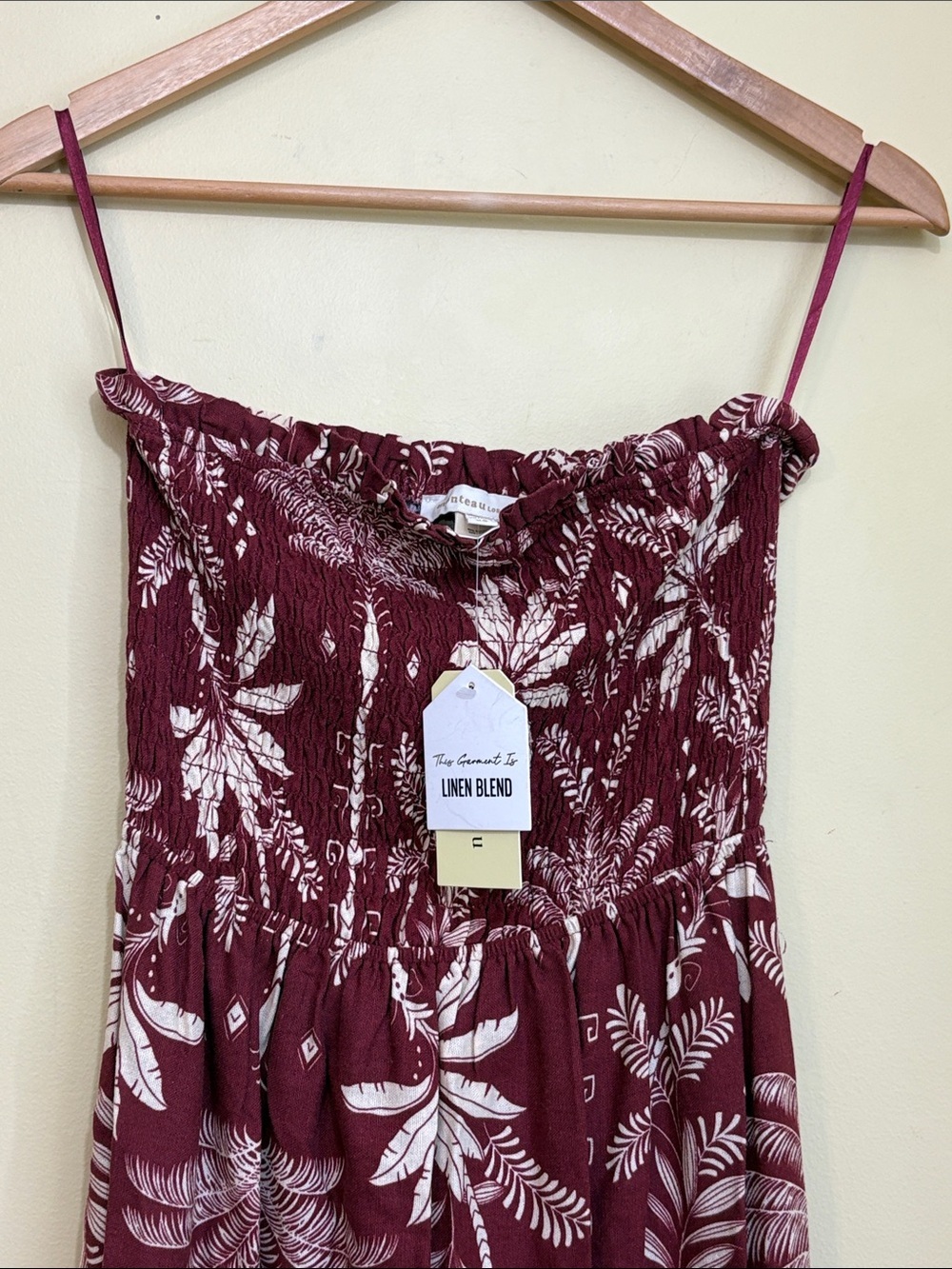 Monteau Los Angeles | NWT Strapless ResortWear Linen Blend Smocked Maxi Dress XS - Picture 7 of 16